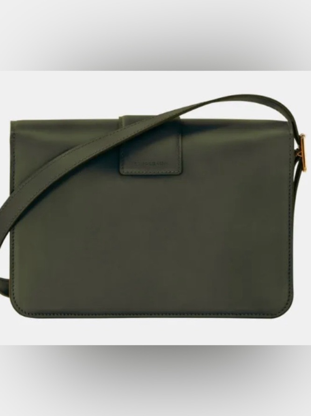 Longchamp Dark Olive Green Trot Box Med Leather Crossbody Bag with Gold Emblem - Picture 6 of 8